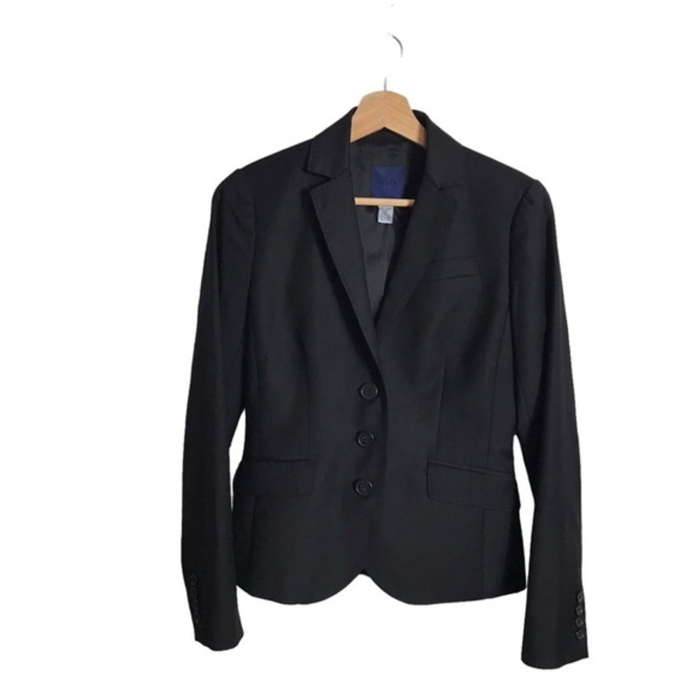 J. Crew Size 4 Three-button Jacket Super‎ 120s Wool Blazer Jacket Preppy Office